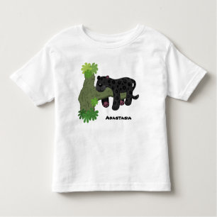 Camiseta Imagem de desenho animado de gato preto-pintado-pi