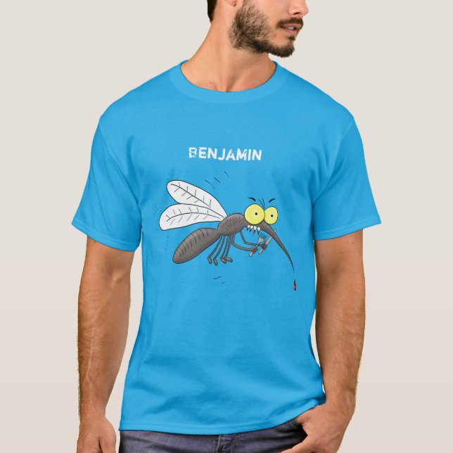 Camiseta Imagem de desenho animado de insetos mosquitos eng (Frente)