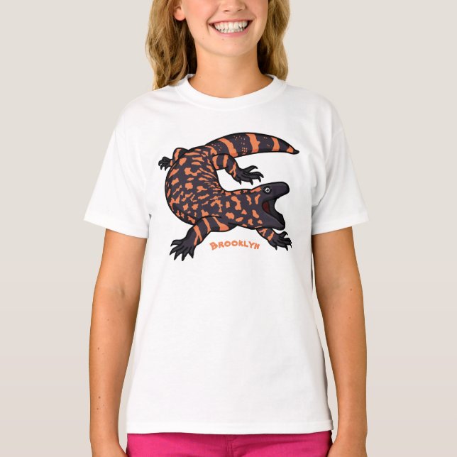 Camiseta Imagem de desenho animado de lagarto monstro de gi (Frente)
