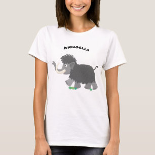 Camiseta Imagem de desenho animado de mamute branco