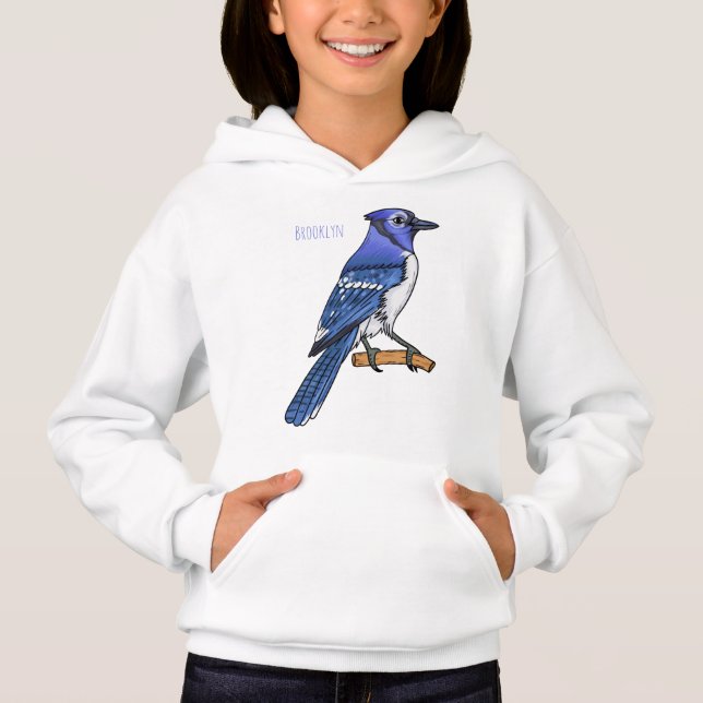 Camiseta Imagem de desenho animado de pássaro azul (Frente)