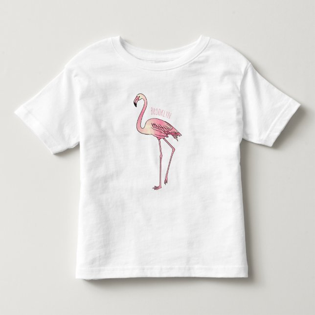 Camiseta Imagem de desenho animado de pássaro Flamingo (Frente)