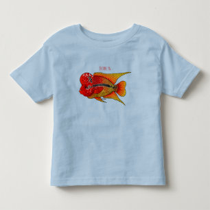 Camiseta Imagem de desenho animado de peixes-cichlid-Flor