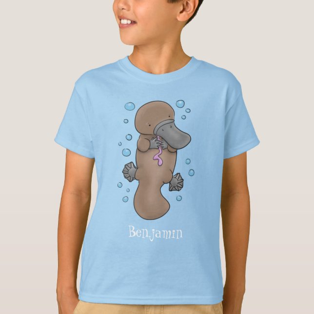 Camiseta Imagem de desenho animado de platypus de bebê feli (Frente)