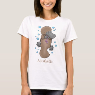 Camiseta Imagem de desenho animado de platypus de bebê feli