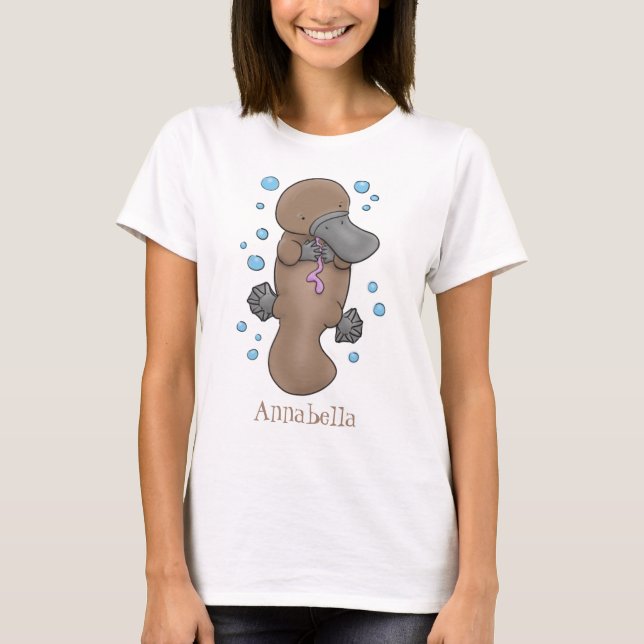 Camiseta Imagem de desenho animado de platypus de bebê feli (Frente)