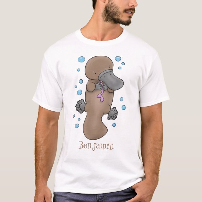 Camiseta Imagem de desenho animado de platypus de bebê feli (Frente)