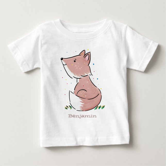 Camiseta Imagem de desenho animado de raposas de bebês (Frente)