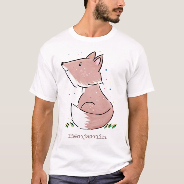 Camiseta Imagem de desenho animado de raposas de bebês (Frente)
