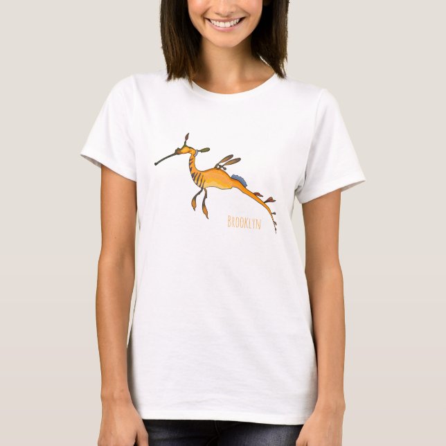 Camiseta Imagem de desenho animado de seadragão fraco (Frente)