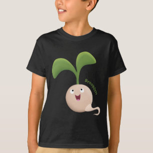 Camiseta Imagem de desenho animado de sementes felizes e bo