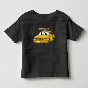 Camiseta Imagem de desenho animado de táxi amarelo bonito