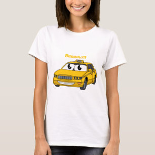 Camiseta Imagem de desenho animado de táxi amarelo bonito