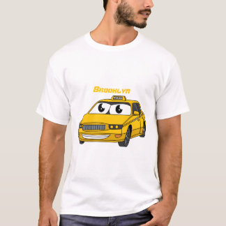 Camiseta Imagem de desenho animado de táxi amarelo bonito