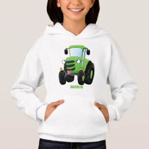 Camiseta Imagem de desenho animado de trator fazenda verde-