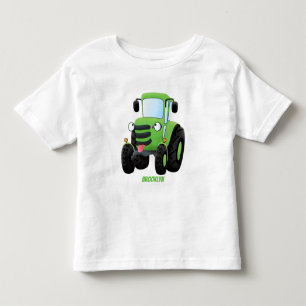 Camiseta Imagem de desenho animado de trator fazenda verde-