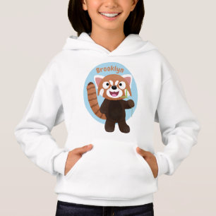 Camiseta Imagem de desenho animado do panda vermelho-bonito