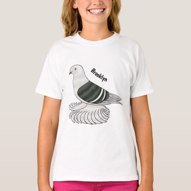 Camiseta Imagem de desenho animado do pombo-escudo-saxão (Frente)
