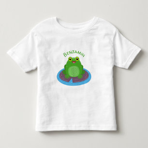 Camiseta Imagem de desenho animado do sapo verde-bonito