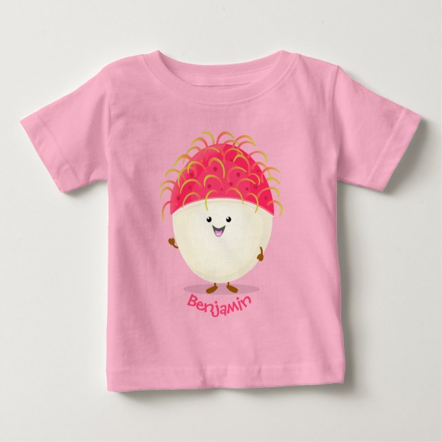 Camiseta Imagem de desenho animado rosa-claro (Frente)