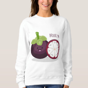 Camiseta Imagem de desenho animado roxo e bonito