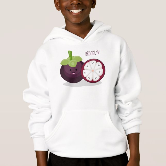 Camiseta Imagem de desenho animado roxo e bonito (Frente)