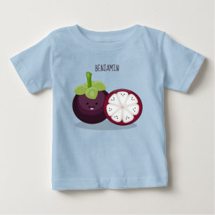 Camiseta Imagem de desenho animado roxo e bonito