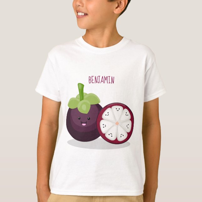 Camiseta Imagem de desenho animado roxo e bonito (Frente)
