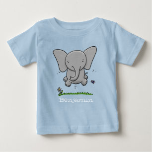 Camiseta Imagem de desenho animado voador de elefante bebê 