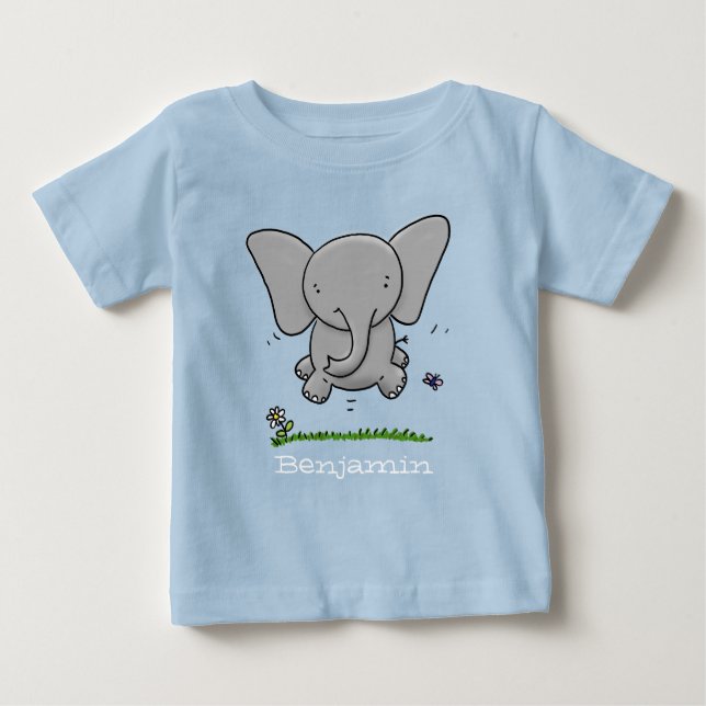 Camiseta Imagem de desenho animado voador de elefante bebê  (Frente)