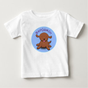 Camiseta Imagem de desenho azul de cachorro feliz e giro