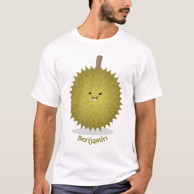 Camiseta Imagem de desenhos animados bonitos e felizes em D (Frente)
