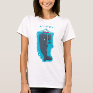 Camiseta Imagem de desenhos animados de baleias-brancas e d