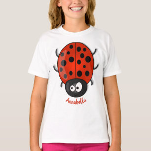 Camiseta Imagem de desenhos animados de ladybug vermelho e