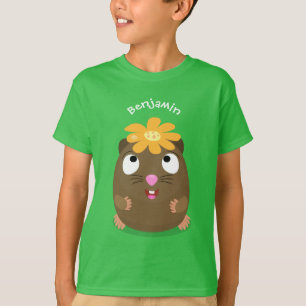 Camiseta Imagem de desenhos animados felizes da cobaia