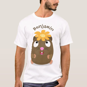 Camiseta Imagem de desenhos animados felizes da cobaia