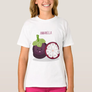 Camiseta Imagem de desenhos animados roxos e bonitos