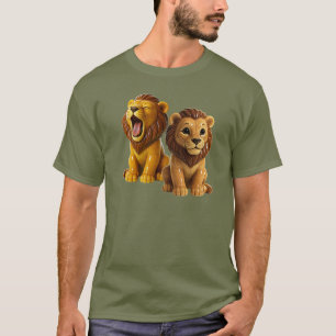 Camiseta Imagem de dois leões sentados em uma t-shirt.