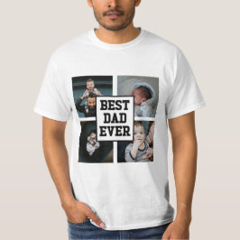Camiseta Imagem de Foto Personalizada do Melhor Pai Branco 