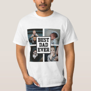 Camiseta Imagem de Foto Personalizada do Melhor Pai Branco 