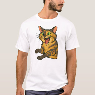 Camiseta Imagem de Gato Zangado de Cartoon