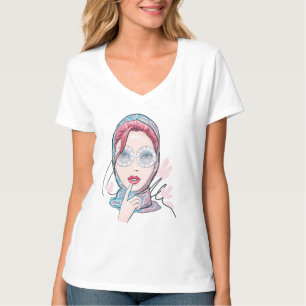Camiseta Imagem de moda bela mulher em óculos