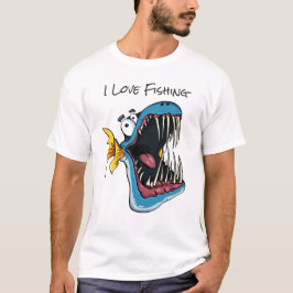 Camiseta Imagem de Pesca Funny Blue Piranha