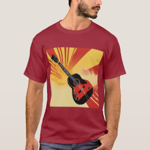 Camiseta Imagem de Pintura em Violão de pop