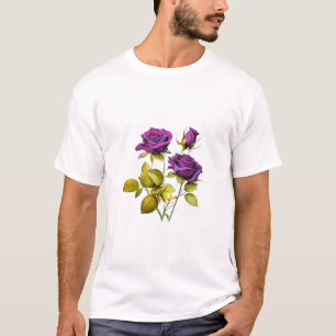 Camiseta Imagem de Rosa - Ilustração Floral de Elegância Mí