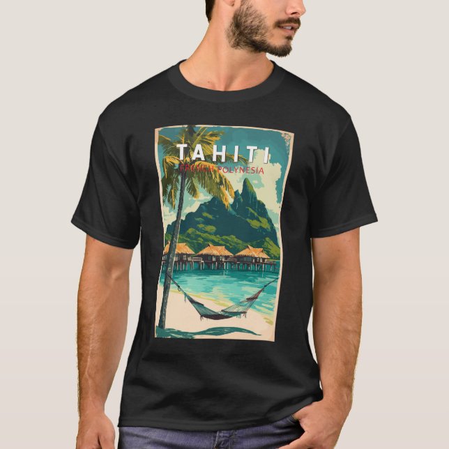 Camiseta Imagem de Tahiti Viagem Art Vintage (Frente)