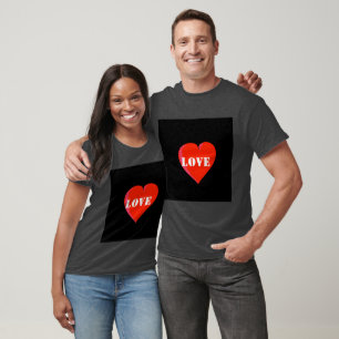 Camiseta Imagem de texto de amor personalizado na cor Charc