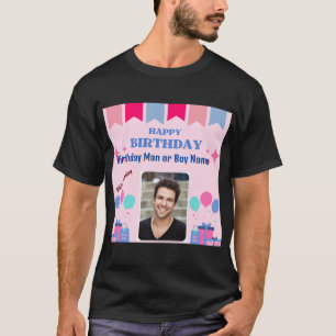 Camiseta Imagem de Texto de Aniversário Desejos para Homens