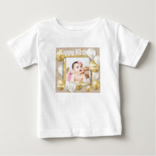 Camiseta Imagem de texto de aniversário em jersey fino de c