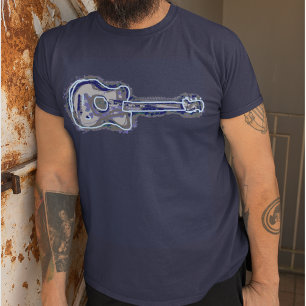 Camiseta imagem de violão angustiada azul